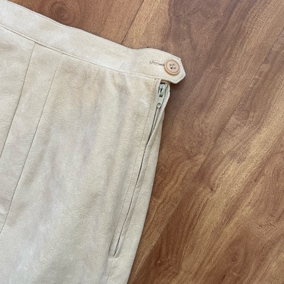 Vintage Union Label Beige Ultra Suede High Waisted Midi Skirt - Picture 2 of 13